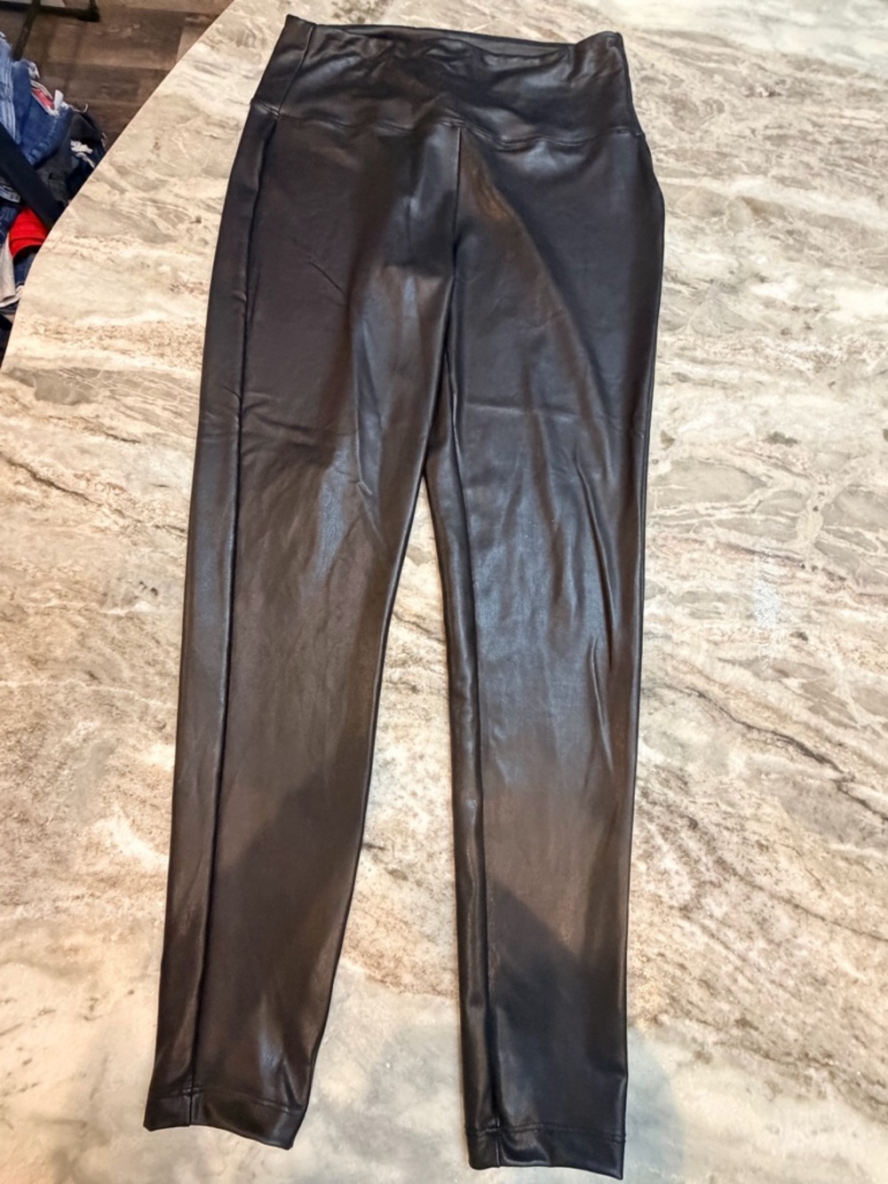 Zenana Black Faux Leather Leggings Medium High Rise Stretch Pants